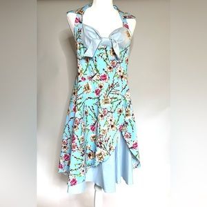 Aqua Floral Dress Size Large (NEW)